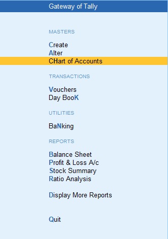 chart of accounts